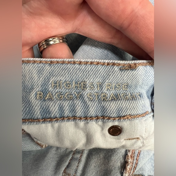 American Eagle Highest Rise Baggy Straight Crossover Waist Jeans Women’s 12 - Picture 5 of 6
